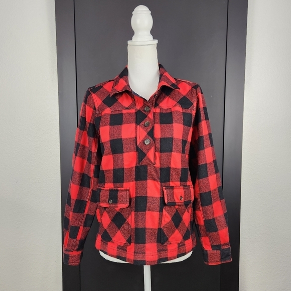 J.Crew Buffalo Plaid Wool Blend Popover Shacket Style Shirt Jacket Size PM - Picture 1 of 6